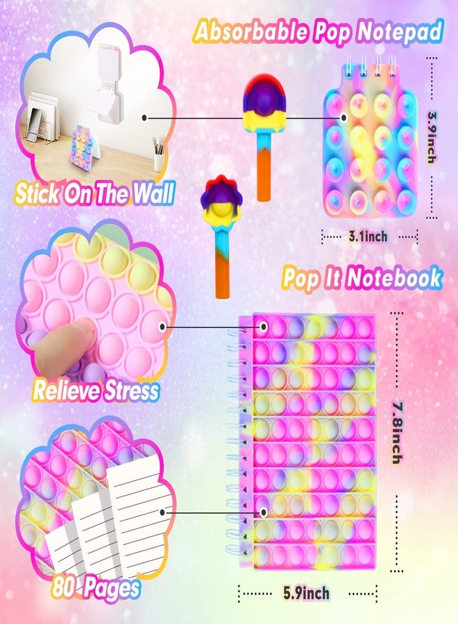 BuQueHM Large Pop Fidget Backpack for Girls, Pop it Bags&pop it Notebook and Pencil Case for Kids' Fidget School Supplies for Elementary Student Stress Relief, Great Birthday Present Gift for Kids - Image 4